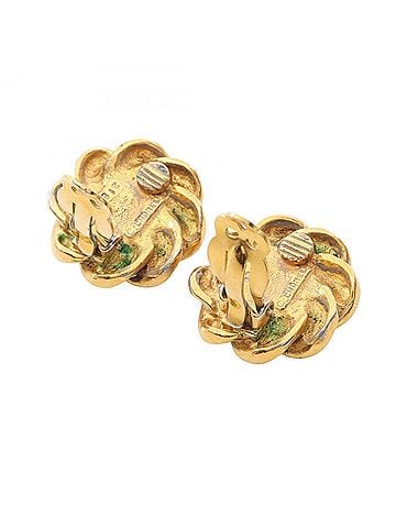 Chanel Chanel earrings, gold-plated (GP), faux pearl, women's, gold and white tones. (view 2)