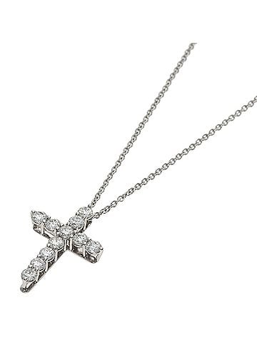 Tiffany & Co. Tiffany & Co. Cross Diamond Small Necklace, Platinum PT950, Women's. (view 1)
