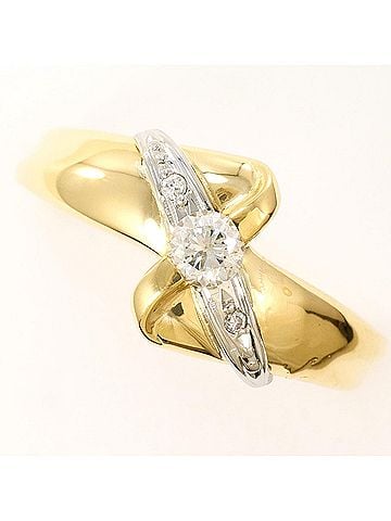 Unbranded PT900 Platinum 18K Yellow Gold Ring with Diamonds 0.14ct and 0.01ct, Total Weight 2.5g, Jewelry (view 1)