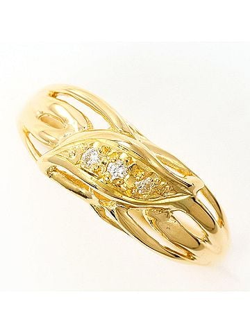 Unbranded 18K (18-karat) Yellow Gold Ring with Diamond (carat weight not stamped), Total Weight 1.7g, Jewelry (view 1)
