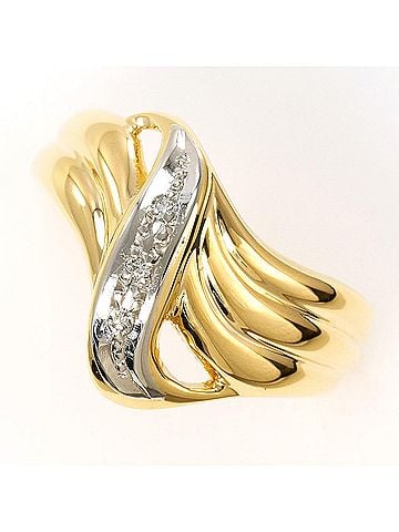 Unbranded PT900 Platinum 18K Yellow Gold Ring with 0.03 ct Diamond, Total Weight 3.4g, Jewelry (view 1)