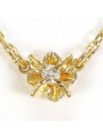 Unbranded 18K (18-karat) Yellow Gold Necklace with Diamond (carat weight not stamped), Total Weight 1.7g, 38cm, Jewelry (view 1)