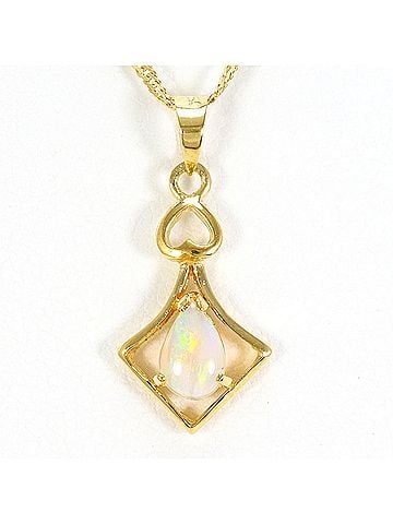 Unbranded 18K (18-karat) Yellow Gold Necklace with Opal, Total Weight 2.1g, 45cm, Jewelry (view 1)