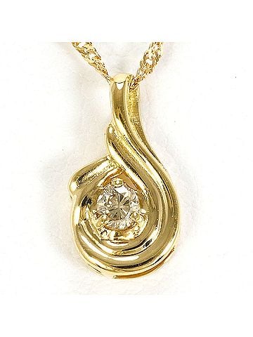 Unbranded 18K (18-karat) Yellow Gold Necklace with 0.05 ct Diamond, Total Weight 1.3g, 42cm, Jewelry (view 1)