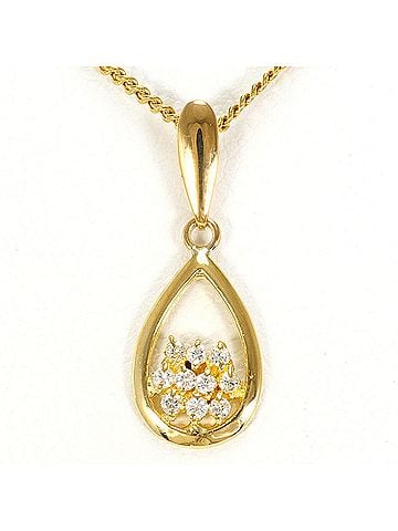 Unbranded 18K (18-karat) Yellow Gold Necklace with Diamond (carat weight not stamped), Total Weight 2.6g, 38cm, Jewelry (view 1)