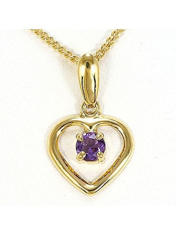 Unbranded 18K (18-karat) Yellow Gold Necklace with Amethyst, Total Weight 2.0g, 40cm, Jewelry (view 1)