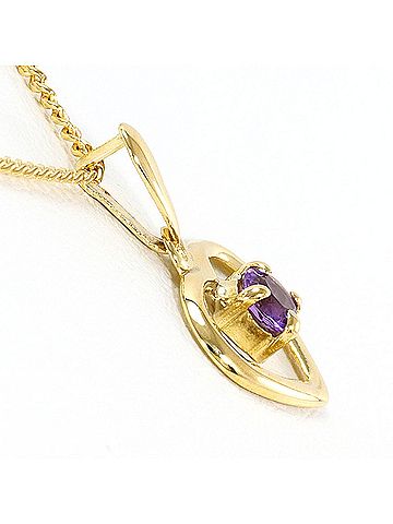 Unbranded 18K (18-karat) Yellow Gold Necklace with Amethyst, Total Weight 2.0g, 40cm, Jewelry (view 2)