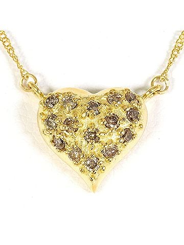 Unbranded 18K (18-karat) Yellow Gold Necklace with Brown Diamond (0.2 ct), Total Weight 2.1g, 43cm, Jewelry (view 1)