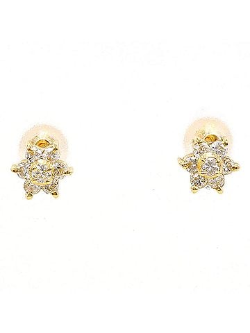 Unbranded 18K (18-karat) yellow gold earrings with diamonds (carat marking not included). Total weight: 0.8g. Jewelry. (view 1)