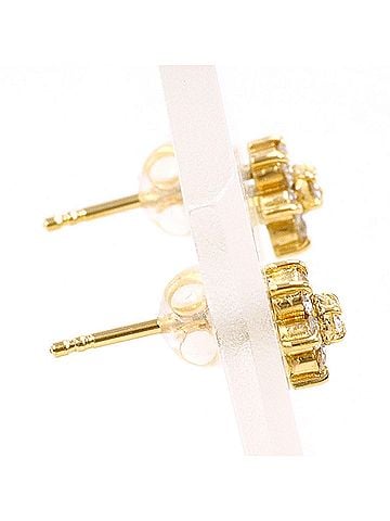 Unbranded 18K (18-karat) yellow gold earrings with diamonds (carat marking not included). Total weight: 0.8g. Jewelry. (view 2)
