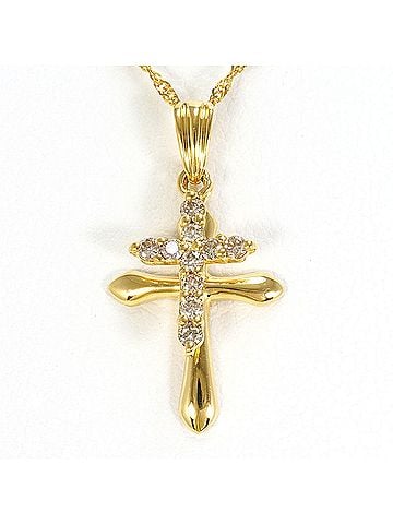 Unbranded 18K (18-karat) Yellow Gold Necklace with 0.15ct Diamond, Total Weight 1.6g, 40cm Length, Jewelry (view 1)