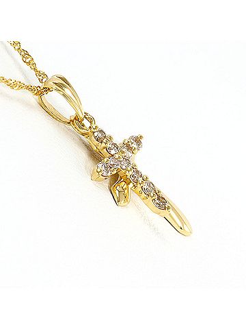 Unbranded 18K (18-karat) Yellow Gold Necklace with 0.15ct Diamond, Total Weight 1.6g, 40cm Length, Jewelry (view 2)