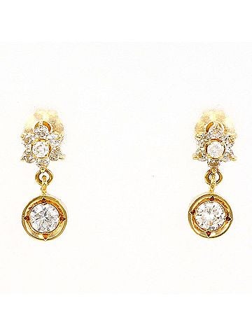 Unbranded 18K (18-karat) Yellow Gold (YG) Earrings with 0.19ct Diamonds, Total Weight 1.1g, Jewelry (view 1)