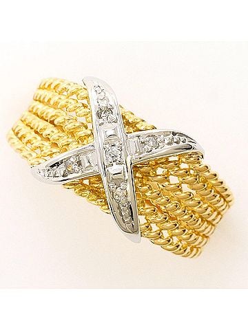 Unbranded PT900 Platinum 18K Yellow Gold Ring with Diamond (carat weight not stamped), Total Weight 3.2g, Jewelry (view 1)
