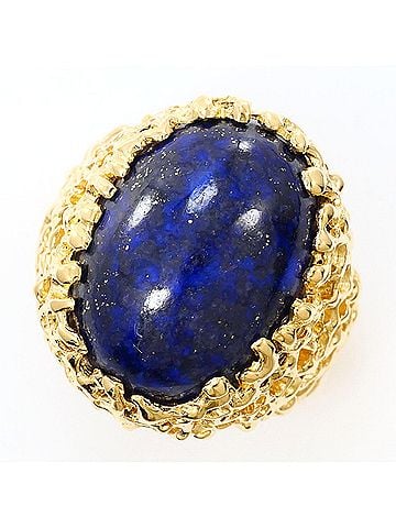 Unbranded 18K (18-karat) Yellow Gold Ring with Lapis Lazuli, Total Weight 8.6g, Jewelry (view 1)