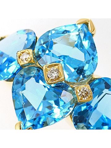Unbranded 18K (18-karat) Yellow Gold Ring with Blue Topaz 5.72ct and Diamond 0.05ct, Total Weight 6.4g, Jewelry (view 2)