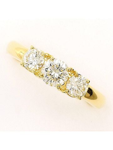 Unbranded 18K (18-karat) Yellow Gold Ring with 0.35ct and 0.40ct Diamonds, Certificate of Authenticity, Total Weight 3.9g, Jewelry (view 1)