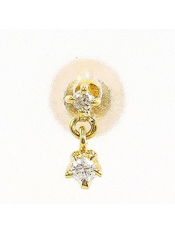 Unbranded 18K (18-karat) Yellow Gold Earring (Single Earring) with 0.07ct Diamond, Total Weight 0.2g, Jewelry (view 1)