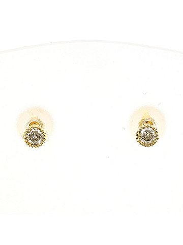 Unbranded 18K (18-karat) Yellow Gold (YG) Earrings with 0.06ct Diamonds, Total Weight 0.5g, Jewelry (view 1)