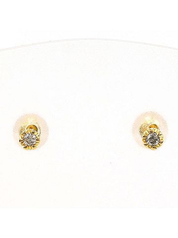 Unbranded 18K (18-karat) yellow gold earrings with diamonds (carat marking not included). Total weight: 0.4g. Jewelry. (view 1)