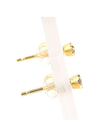 Unbranded 18K (18-karat) yellow gold earrings with diamonds (carat marking not included). Total weight: 0.4g. Jewelry. (view 2)