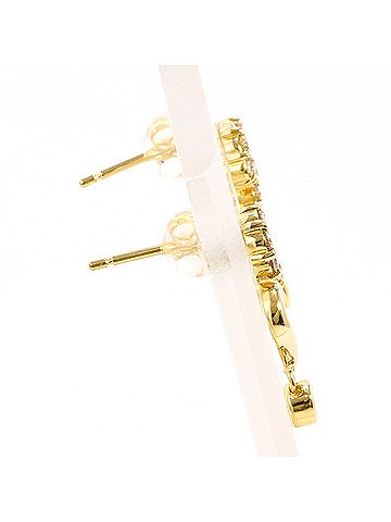 Unbranded 18K (18-karat) yellow gold earrings with 0.13ct diamonds, total weight 1.7g. Jewelry. (view 2)