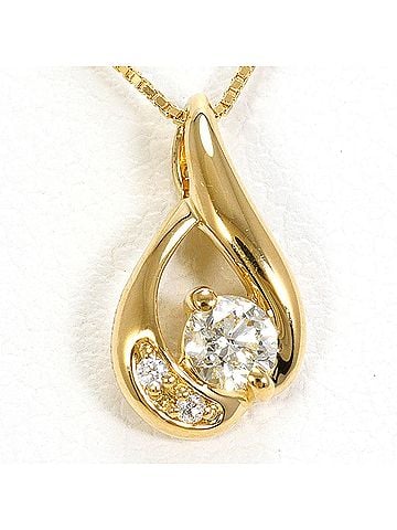 Unbranded 18K (18-karat) Yellow Gold Necklace with Diamonds: 0.140ct and 0.01ct, Total Weight 1.7g, 40cm, Jewelry (view 1)