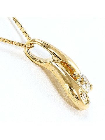 Unbranded 18K (18-karat) Yellow Gold Necklace with Diamonds: 0.140ct and 0.01ct, Total Weight 1.7g, 40cm, Jewelry (view 2)
