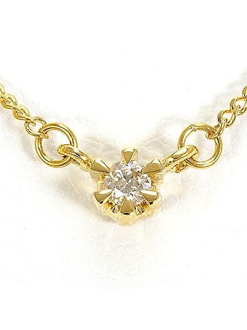 Unbranded 18K (18-karat) Yellow Gold Necklace with 0.05ct Diamond, Total Weight 1.7g, 41cm Length, Jewelry (view 1)