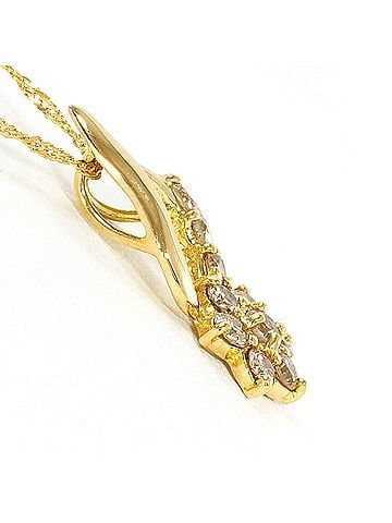 Unbranded 18K (18-karat) Yellow Gold Necklace with Brown Diamond and (0.3ct), Total Weight 1.6g, 43cm, Jewelry (view 2)