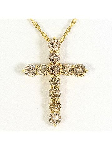 Unbranded 18K (18-karat) Yellow Gold Necklace with Brown Diamond (0.80ct), Total Weight 1.6g, 40cm, Jewelry (view 1)