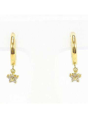 Unbranded 18K (18-karat) Yellow Gold Earrings with 0.05 ct Diamonds, Total Weight 2.3g, Jewelry (view 1)