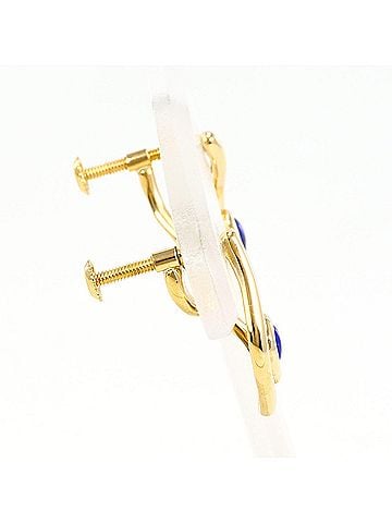 Unbranded 18K (18-karat) Yellow Gold Earrings with Lapis Lazuli, Total Weight 3.0g, Jewelry (view 2)