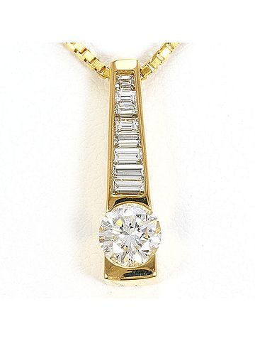 Unbranded 18K (18-karat) Yellow Gold Necklace with 0.58 ct and 0.29 Diamonds, Certificate of Authenticity Included, Total Weight 6.4g, 40cm Length, Jewelry (view 1)