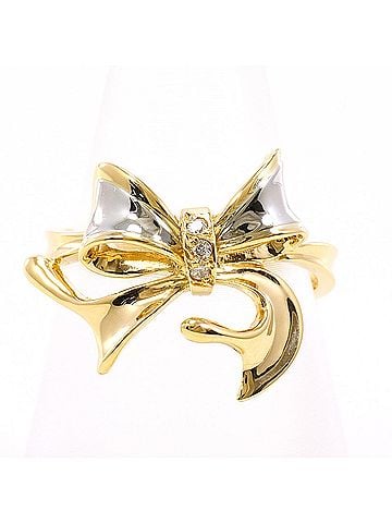 Unbranded PT900 Platinum 18K YG Yellow Gold Ring with Diamond (carat weight not stamped), Total Weight 3.6g, Jewelry (view 1)