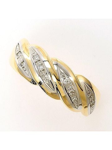 Unbranded PT900 Platinum 18K YG Yellow Gold Ring with Diamond (carat weight not stamped), Total Weight 3.1g, Jewelry (view 1)