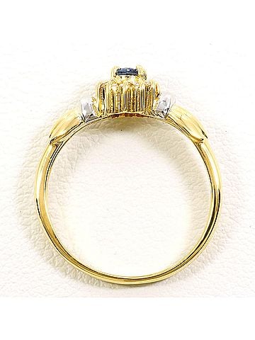 Unbranded PT900 Platinum 18K Yellow Gold Ring with Sapphire 0.19ct and Diamond 0.08ct, Total Weight 3.0g, Jewelry (view 2)