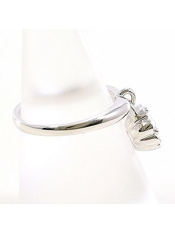 Unbranded 18K (18-karat white gold) ring with cubic zirconia, total weight 4.9g, jewelry. (view 2)
