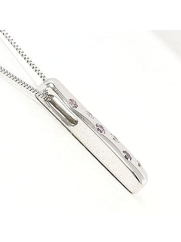 Unbranded 18K (18-karat white gold) necklace with pink diamond (0.010 ct) and (0.043 ct). Total weight 1.9g. 40cm length. Jewelry. (view 2)