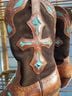 Ariat 100% Leather Brown Black Teal Boots Size 10 - photo 5
