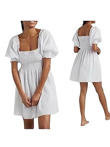Hill House Hill House Home Athena Swiss Dot Nap Mini Dress White Size s Casual Dress (view 1)
