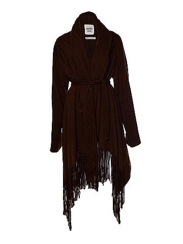 Hermès Hermes, brown fringed cape (view 1)