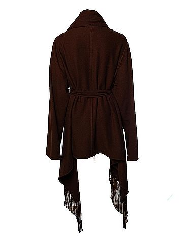 Hermès Hermes, brown fringed cape (view 2)