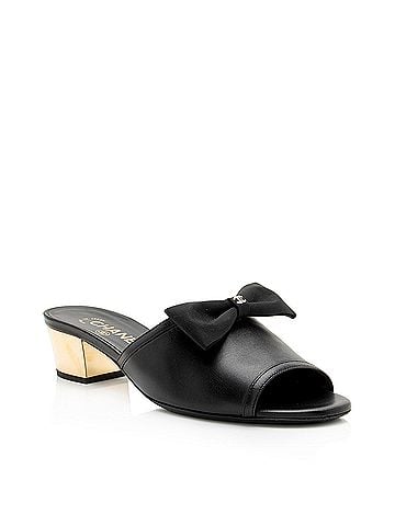 Chanel Chanel Lambskin CC Bow Mules - Size 7 / 37 (view 1)
