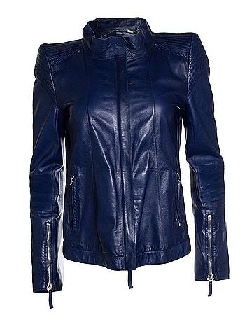 Roberto Cavalli Roberto Cavalli, blue leather biker jacket (view 1)