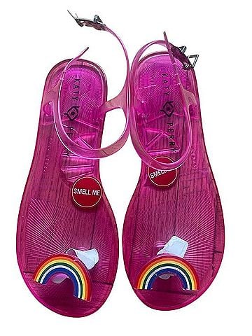 Katy Perry Hot Pink Jelly Rainbow Toe Sandals Sandals (view 1)