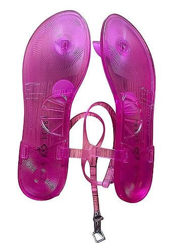 Katy Perry Hot Pink Jelly Rainbow Toe Sandals Sandals (view 2)