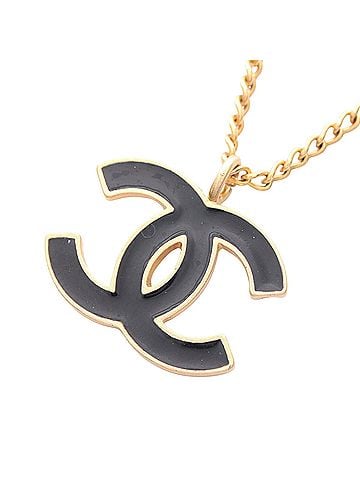 Chanel CC Enamel and Gold Plated Pendant Necklace (view 1)