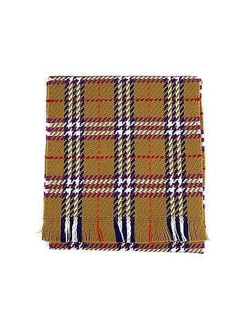 Burberry Women's Antique Multicolour Vintage Check Extra Fine Merino Wool Scarf (view 1)
