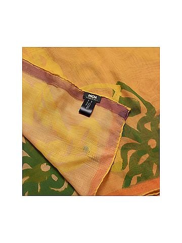 MCM Women's Yellow Allover Logo Print Silk Wool Large Scarf Shawl (view 2)